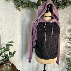 Pink Republic Black Marled/ Plum Combo Velour Hoodie Top Size Medium